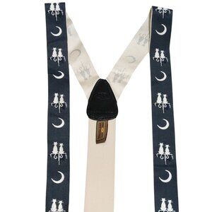 Vintage Trafalgar Calvin Curtis Serenade Silk Suspenders Cats Moon Braces USA
